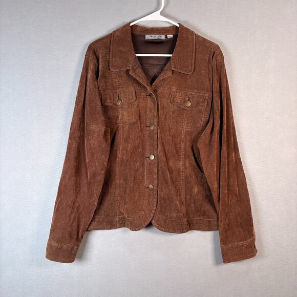 Birch Hill Jackets & Blazers - Birch Hill Women's XL Brown Suede Look Snap Front Jacket Trucker Style